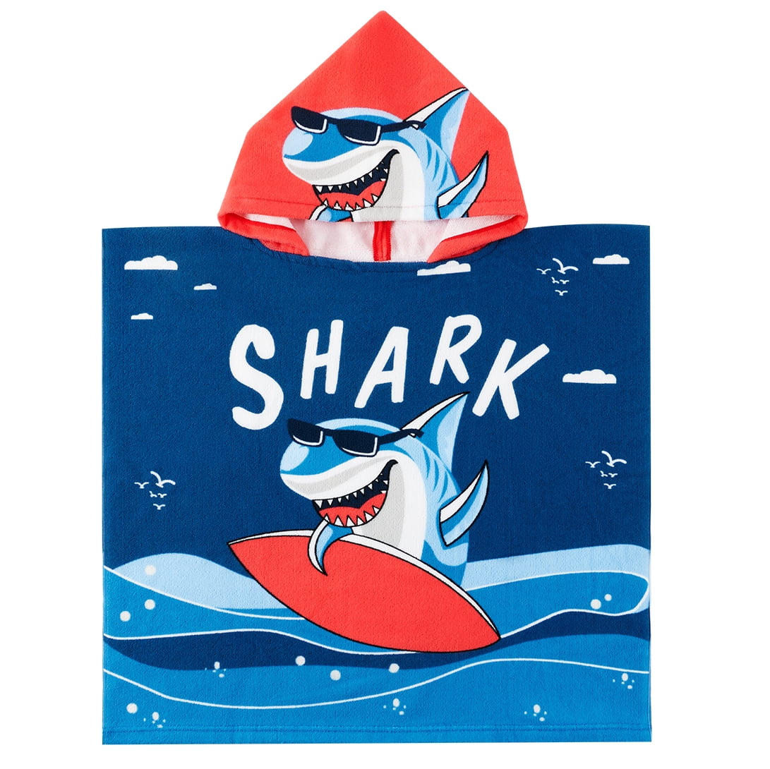 KIDS' SHARK PRINT BEACH TOWEL
