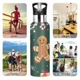 thumbnail image 7 of Yayeee 20oz Double Wall Stainless Steel Water Bottle with Flip Straw, Green Christmas Gingerbread, 7 of 7