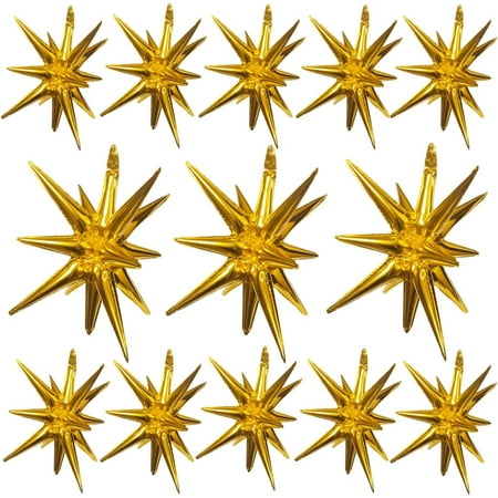 13 Pack Star Balloons - 14 Corner Siamese Explosion Star Foil Balloons ...