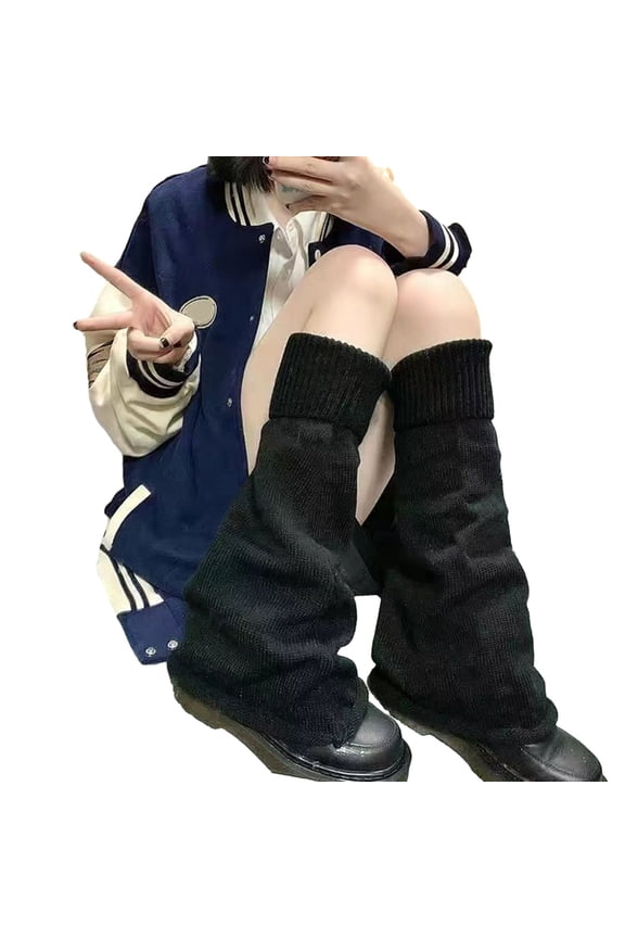 Flared Knit Leg Warmers, Wide Bell Bottom Sock Sleeves, Stackable Bohemian Style Ankle Cuffs BlackOne Size