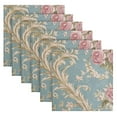 thumbnail image 6 of Satin Native Fab Cotton Dinner Napkin Classic Roses on Serene Blue Reusable, 6 of 8