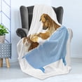 thumbnail image 4 of Cat Soft Flannel Fleece Throw Blanket, Dog Kitty in the Bathtub Together Bubbles Shampooing Having Shower Fun Print, Cozy Plush for Indoor and Outdoor Use, 60" x 80", Multicolor, by Ambesonne, 4 of 5