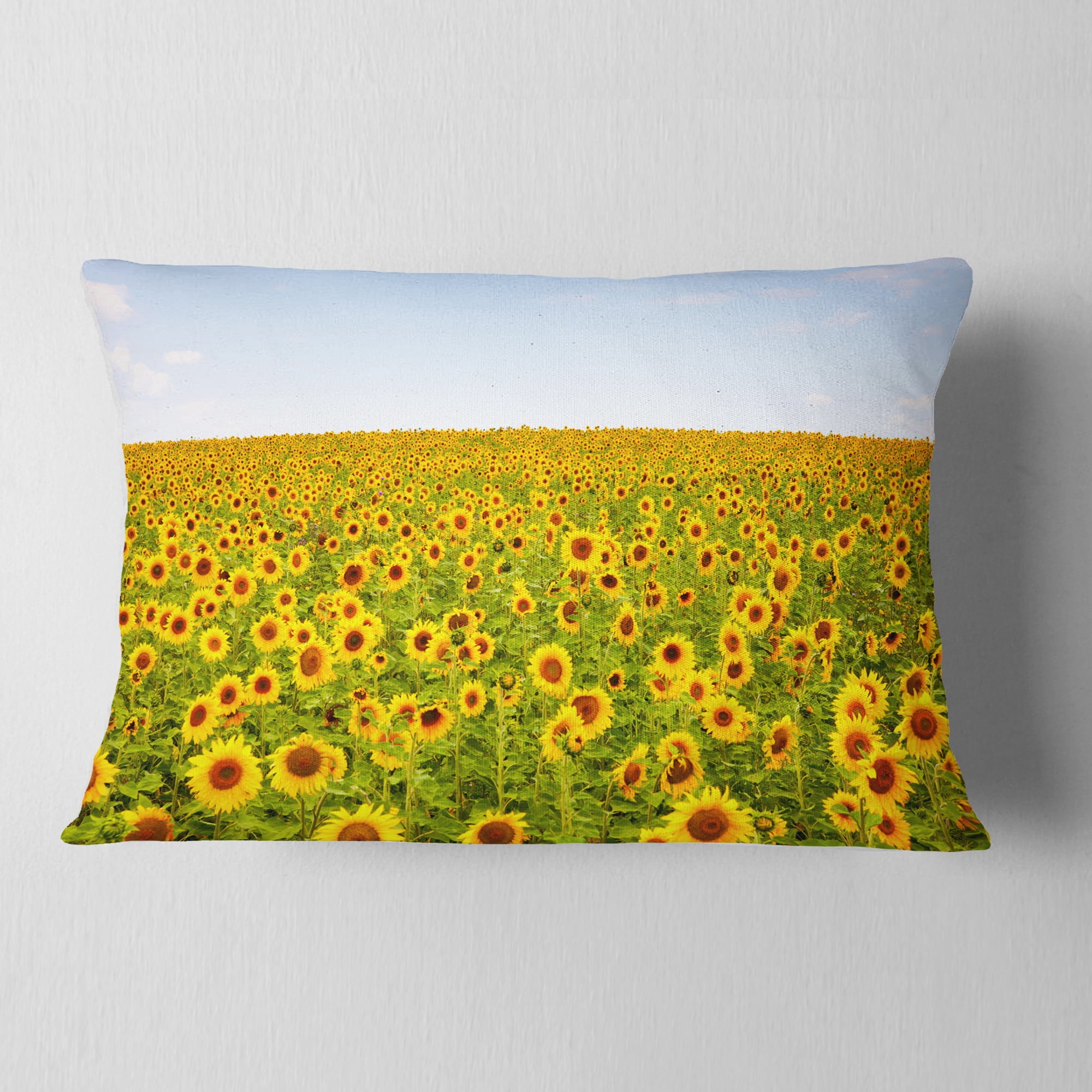 Designart Beautiful Sunflowers Garden - Floral Throw Pillow - 12x20