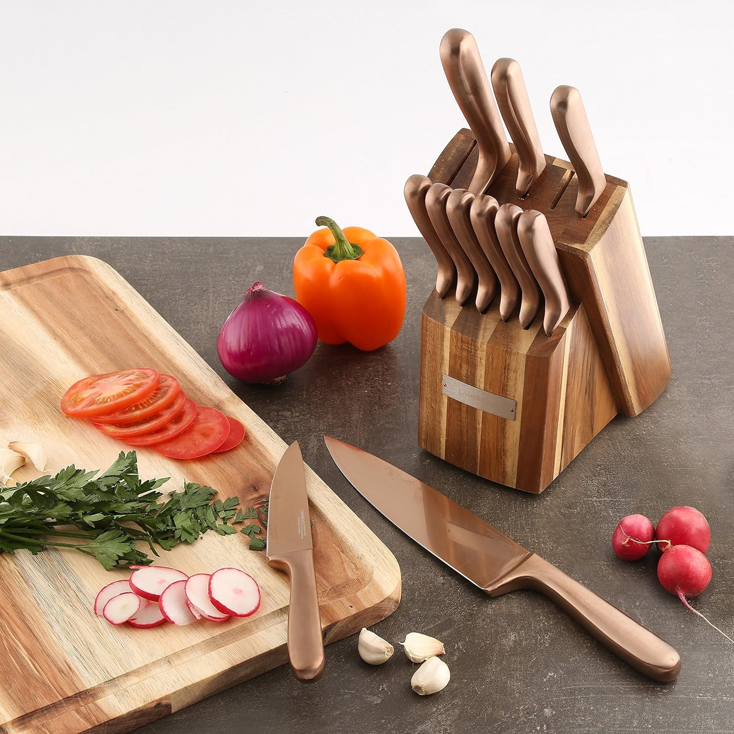 Cambridge Silversmiths Rame Stainless Steel Cutlery Block Knife Set (12-Piece)
