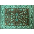 thumbnail image 1 of Ahgly Company Machine Washable Indoor Rectangle Oriental Turquoise Blue Traditional Area Rugs, 8' x 12', 1 of 4