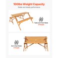 thumbnail image 3 of Table de Pique-Nique Transformable Interchangeable 2-en-1 Ensemble Table et Banc en Bois, 3 of 6