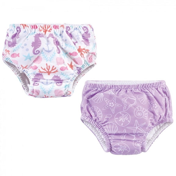 Hudson Baby Infant and Toddler Girl Swim Diapers, Sea Shells, 0-6 Months