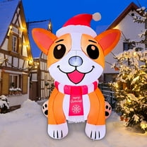 GOOSH Christmas Inflatables 5.2 FT Christmas Blow up Dog with Built-in LEDs, Cute Inflatable Christmas Dog Christmas Dog Inflatables Wearing Xmas Hat, Outdoor Christmas Decorations for Xmas Holiday