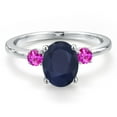 thumbnail image 3 of Gem Stone King 14K White Gold Blue Sapphire and Pink Sapphire Engagement Ring for Women | 2.47 Cttw | Oval 9X7MM | Gemstone September Birthstone | Size 8, 3 of 6