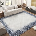 thumbnail image 2 of Geetinfly 8*10FT Area Rugs 1150Gsm 100% Polyester Rug 350Gsm Pearl Velvet Washed Back Folded Printed Carpet Xxy-Abstract-Illusionary Border Navy blue, 2 of 5
