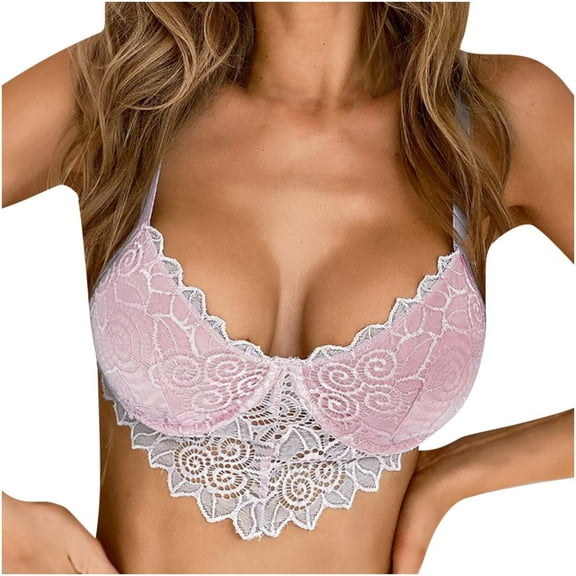 VerPetridure Strapless Bras for Women Fashion Woman's Lace Active Bra Beauty Back Wrap Hollow Out Bra Underwear