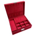 thumbnail image 1 of 2 Layers Jewelry Organizer Box Display Storage Case with Lock Suede Portable Leather Jewelry Box for Storing Watch, Earring, Ring, Chain, Bracelet Red, 1 of 6