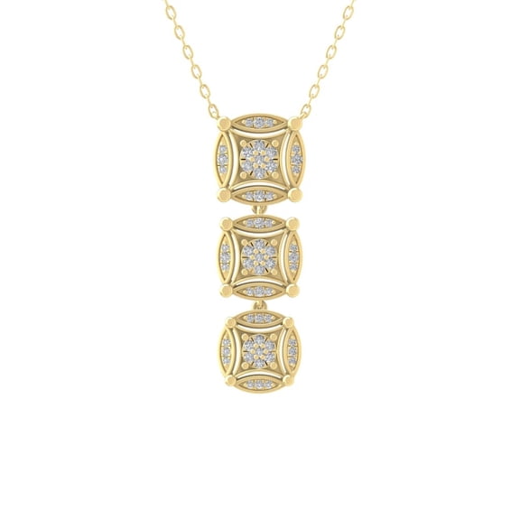 ARAIYA FINE JEWELRY 14K Yellow Gold Lab Grown Diamond Composite Cluster Pendant with Gold Plated Silver Cable Chain Necklace (1/2 cttw, D-F Color, VS Clarity) 18"