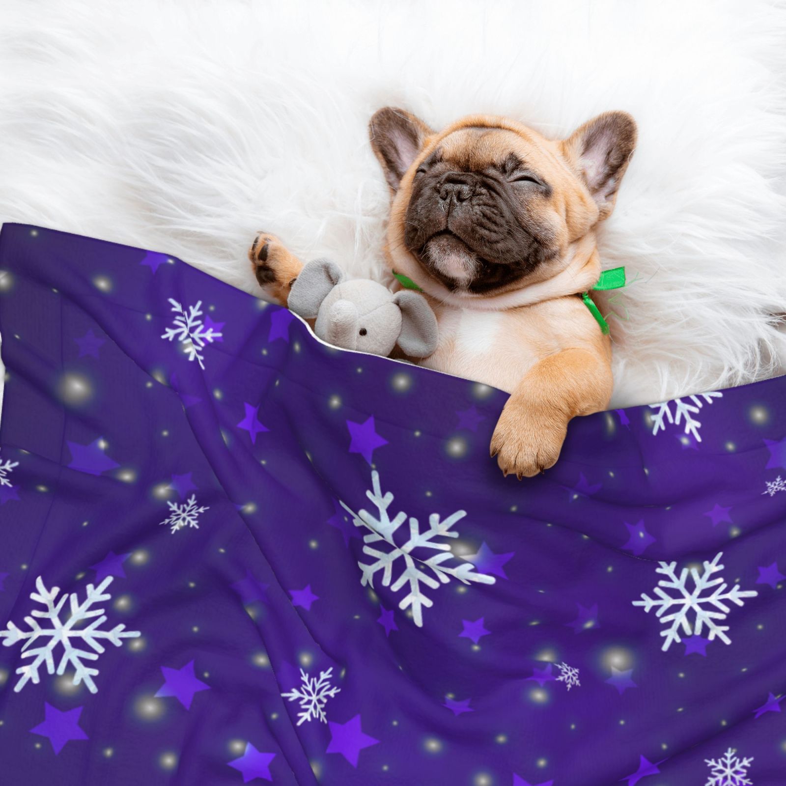 Naloa Dark Purple Snowflakes Dog Blanket, 3 Sizes Cat Blanket for Indoor Cats Large Medium Small Dog Gifts-Large