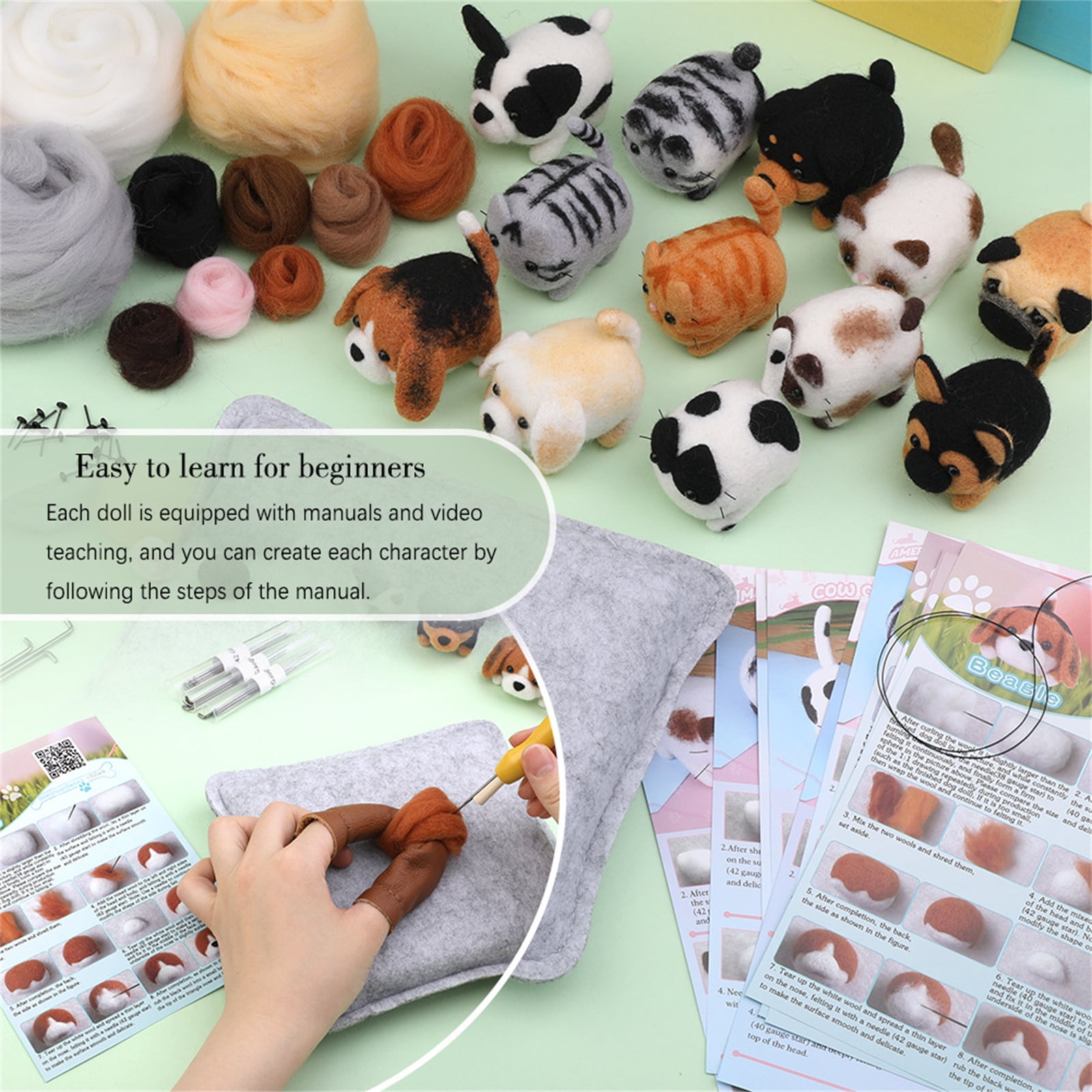 Ladaidra Brown fhgksm Needle Felting Set, Animal Felting Starter Kits with Felting Needle