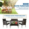 thumbnail image 6 of 4-Piece Wicker Patio Conversation Furniture Set, Patio Furniture Set with Two Single Sofa, One Loveseat, Tempered Glass Table, Chat Set for Backyard Porch Lawn Poolside Garden, Q8566, 6 of 12