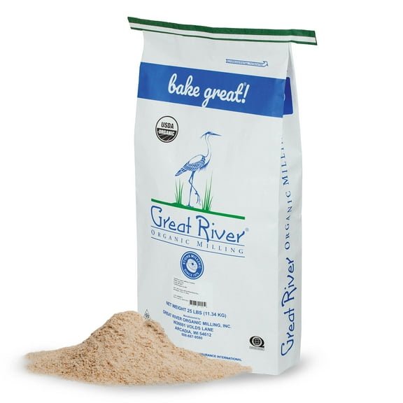 Great River Organic Milling Organic Whole Wheat Bread Flour 25 pounds Pack of1
