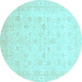 thumbnail image 1 of Ahgly Company Indoor Round Oriental Light Blue Traditional Area Rugs, 5' Round, 1 of 4