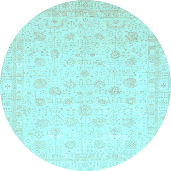 Ahgly Company Indoor Round Oriental Light Blue Traditional Area Rugs, 5' Round