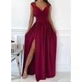 thumbnail image 4 of Womens 2024 Formal Dresses Wrap V-Neck Ruched Sexy Bridesmaid Wedding Guest Maxi Dresses, 4 of 10