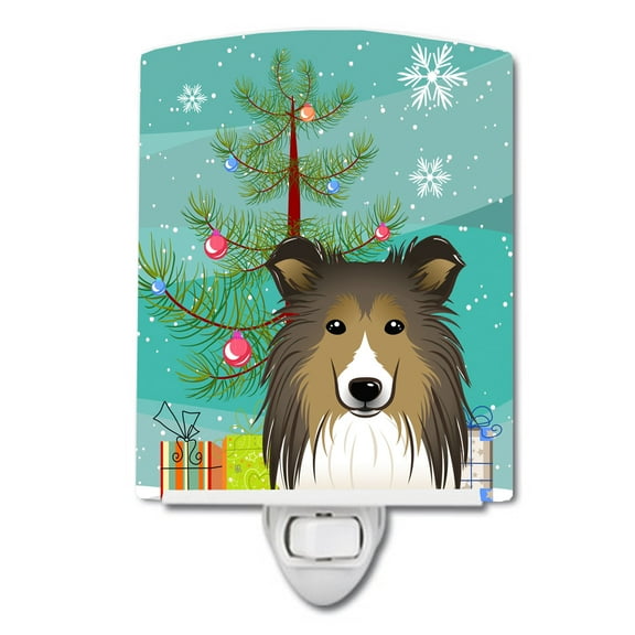 Christmas Tree and Sheltie Ceramic Night Light
