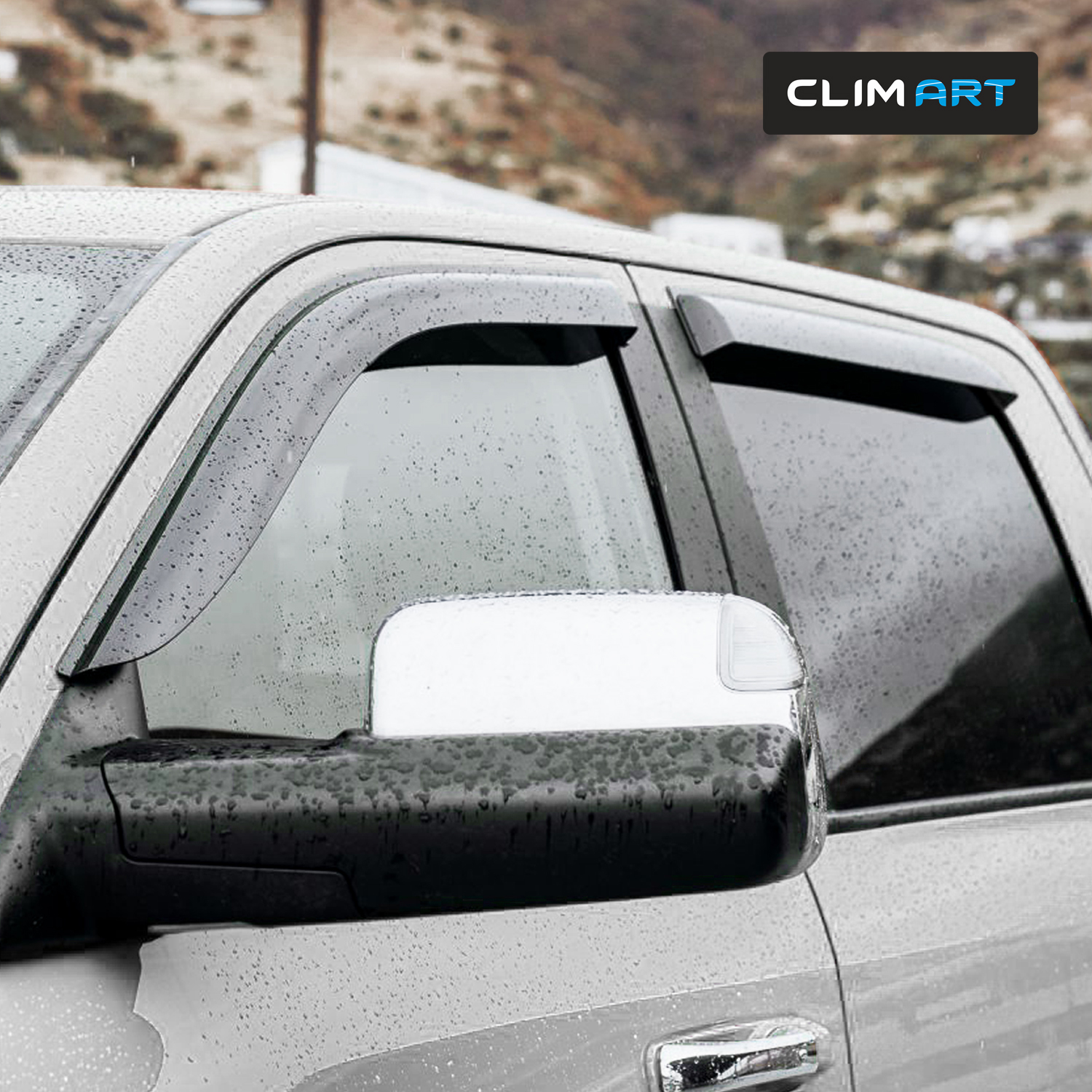 CLIM ART Incredibly Durable Rain Guards for Dodge RAM 2500 3500 2019-2026 Crew Cab, Original Tape-on Window Deflectors, Vent Deflector, Vent Window Visors,Dark Smoke,Truck Accessories, 4pcs-409006LPv