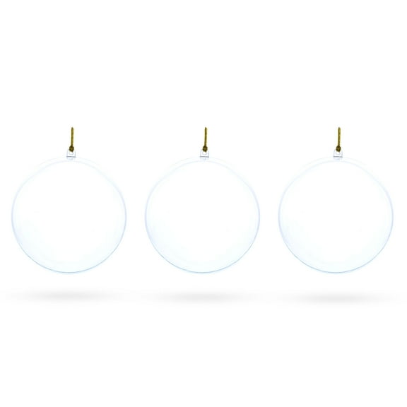 Set of 3 Clear Plastic Ball Ornaments 4.7 Inches