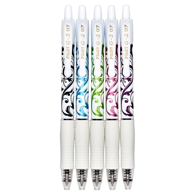 Pilot G2 Retractable White Barrel Fashion Collection Gel Ink Pens