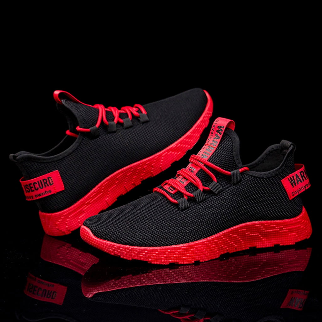 XIAQUJ New Men's Flying Weaving le Running Shoes Tourist Shoes Leisure Sports Shoes Sneakers for Men Red 7(39)