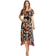thumbnail image 4 of Free Market by Flying Tomato Women's Juniors Floral Off Shoulder Smocked Dress (Black Multi, Small), 4 of 4