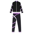 thumbnail image 3 of Jelory Kids Boys 2 Pieces Contrast Color Sweatsuit Long Sleeve Zipper Jacket with Leggings Sport Light Purple 10, 3 of 7