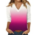 thumbnail image 2 of Womens Tops Dressy Casual 3/4 Sleeve V Neck T Shirts Raglan Sleeve Loose Fit Blouses Tee, 2 of 5