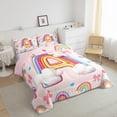 thumbnail image 3 of Manfei Letter A Monogrammed Bedding Comforter Set,Cute Bowtie Bow Twin Comforter Sets,Colorful Rainbow Stripes Bedding Set For Girl,Microfiber Room Decorative Reversible,2pcs, 3 of 8