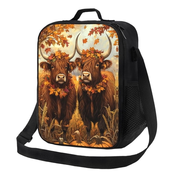 Highland Cow Lunch Bag Reusable Lunch Box Insulated Tote Bag with Adjustable Shoulder Strap