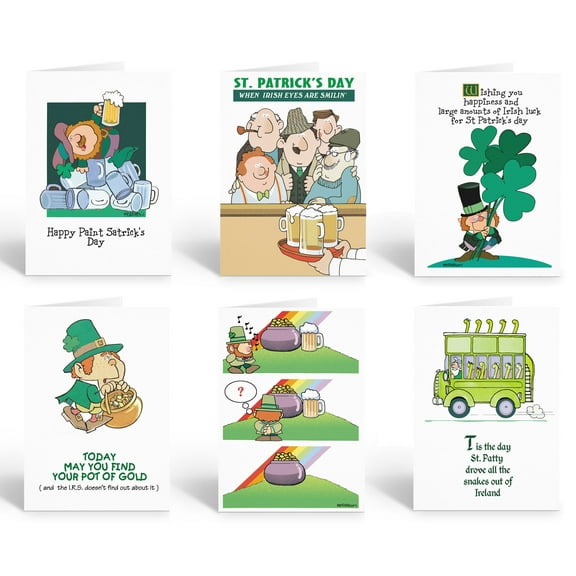 Assorted St. Patrick's Day Cards - 12 St. Patricks Day Cards with Envelopes - 18