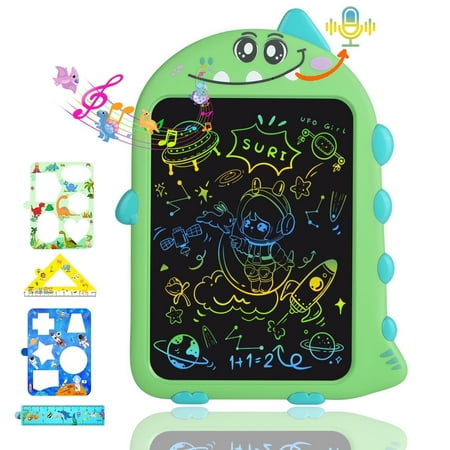 10 Inch LCD Writing Tablet for Kids, Type-C Rechargeable Doodle Board with Dino Sounds, Educational Toy for Toddlers 2-6, Birthday Gifts for 2 Year Old Boy, Toddler Toys for Airplane Travel