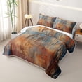 thumbnail image 3 of Homewish Brown Blue Tie Dye Twin Quilt Set,Retro Abstract Artwork Twin Coverlet Set,2pcs, 3 of 7
