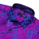 thumbnail image 5 of Camisa YOHOWA para hombre, cachemir, floral, seda, negocios, morado y azul, 5 of 6