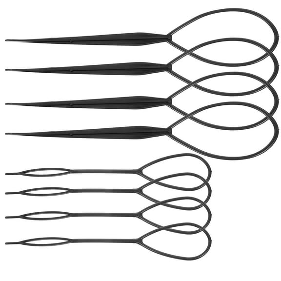 Raindrops  8 Pcs Hair Looping Tool Ponytail Flipper Styling Accessory Black