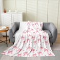 thumbnail image 1 of Erosebridal Princess Bowknot Flannel Blanket, Pink Ribbon Sherpa Throw, Cartoon Theme Decor, 1 of 7