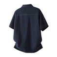 thumbnail image 5 of YUGYXL Mens Button Down Short Sleeve Shirt Casual Summer Stretch Denim Dress Shirts with Pocket Regular Fit Lightweight Shirt Dark Blue XL, 5 of 5
