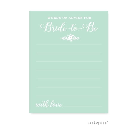 Words of Wisdom Floral Mint Green Wedding Bridal Shower Game Cards  20-Pack price history on PriceWatchPro