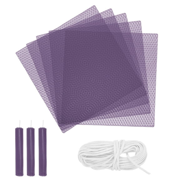5pcs Beeswax Candle Making Kit, 8"x8" Dark Purple Beeswax Sheet with 1pcs Wick