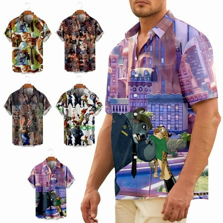 

Unisex Casual Short Sleeve Polo Shirts Tropical Party Costume For Men