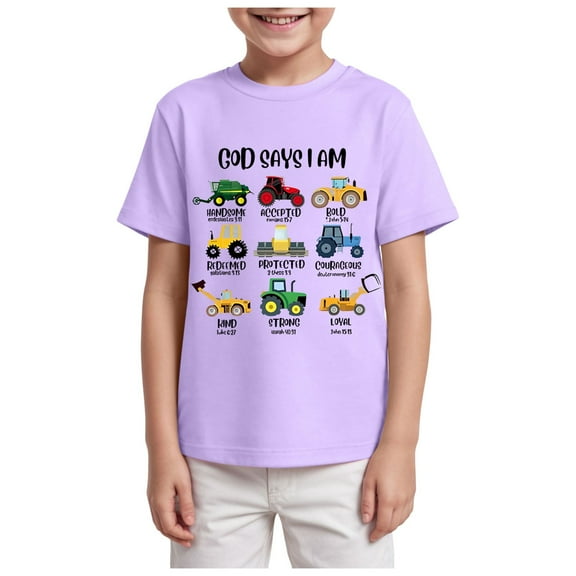 Gubotare Toddler Shirts Boys Short Sleeve Boys Girls 3D Graphic Printed T-Shirt Crewneck Short Sleeve Tees Sizes 13-14T (Light Purple,13-14 Years)