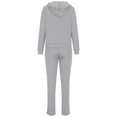 thumbnail image 5 of YUGYXL Two Piece Sweatsuit for Women Fashion Lightweight Travel Outfits Solid Color Zip Up Hoodie Sweatshirt Matched Sweatpants Sets Casual Tracksuit Outfits Gray,XL, 5 of 6