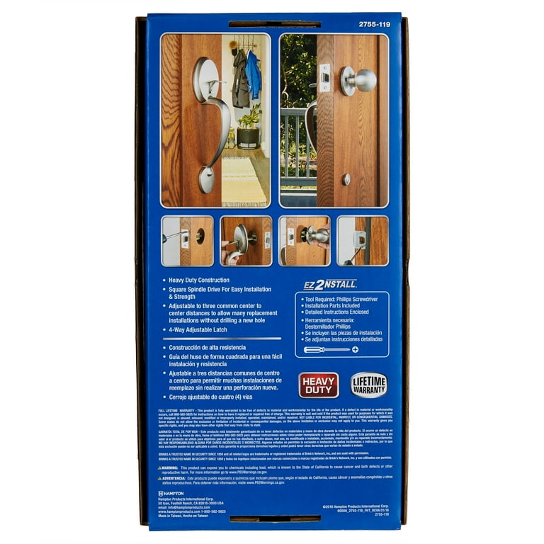 Satin Nickel Door Handle PASSAGE I Mucheln BERKLEY Series - HardwareBox