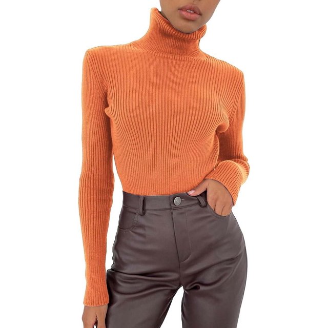 ZHAOCHENG Suéter de mujer, suave, ajustado, ligero, de manga larga, cuello alto, camiseta interior, sexy, de punto, cálido, de moda, suéter y camiseta interior