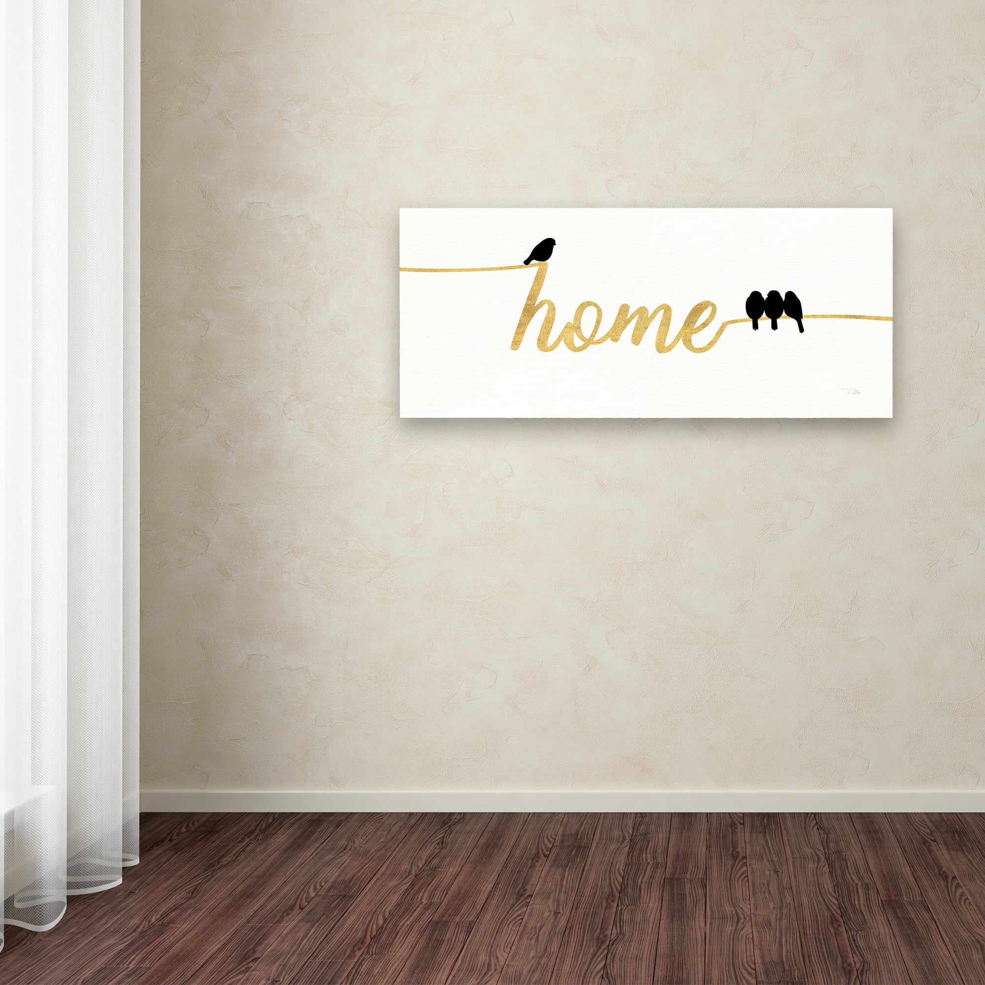 Trademark Fine Art 'Birds on Words II Gold' Canvas Art by Pela