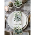 thumbnail image 2 of Green Pumpkin Fall Cloth Napkins Set of 6 Reusable Dinner Napkins, Thanksgiving Eucalyptus Daisy Wooden Cocktail Napkin Washable Table Napkins for Wedding/Holiday Party/Baby Shower 20"x20", 2 of 7